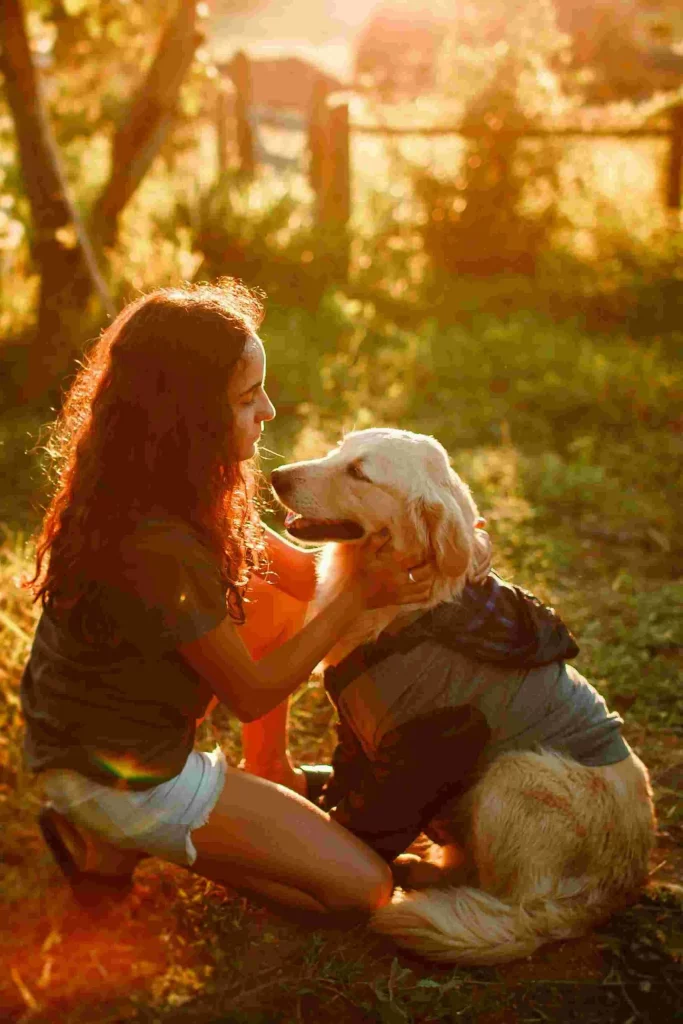 Woman with golden retriever dog training Wytheville VA