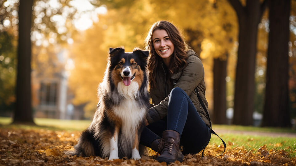 Dog training Floyd VA with owner and Australian Shepherd dog