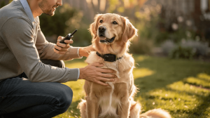 Beginner learning safe e-collar training with a dog