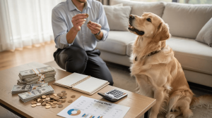 Golden retriever attending professional dog training
