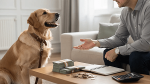 Trainer explaining dog training programs and costs